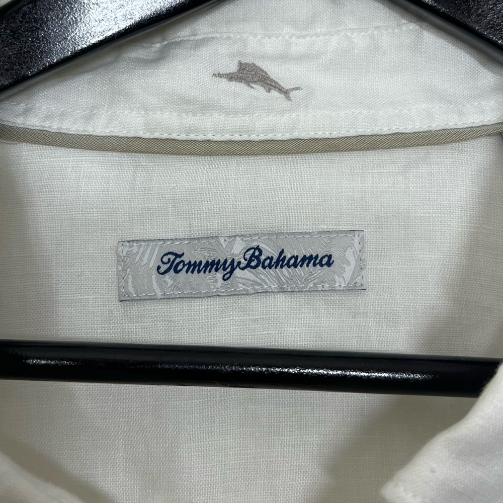 Tommy Bahama Men’s White Linen Button Down Long Sleeve Shirt Embroidered XXL - Picture 3 of 12